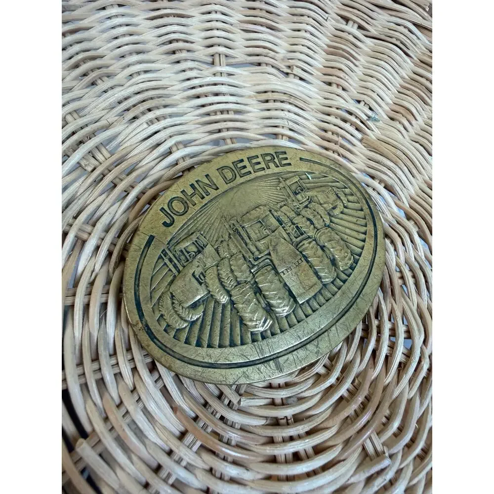 John Deere Heavyweight Belt Buckle Solid Brass 1981 Vintage Made In Moline, IL.